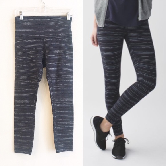 lululemon athletica Pants - Lululemon High Times Pants 7/8 Leggings Yoga High Rise Cyber Stripe Blue Black 8